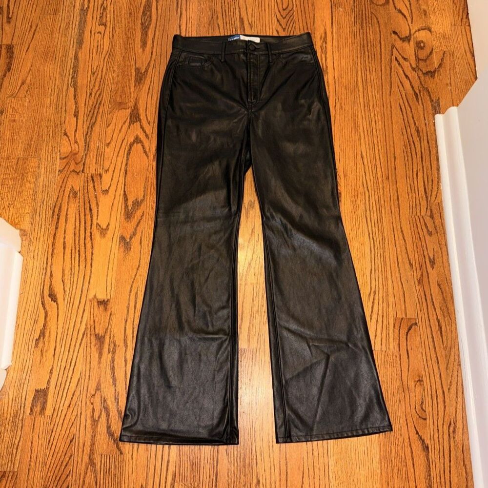 Old Navy Higher High-Rise Flare Faux Leather Pants Black Size 10